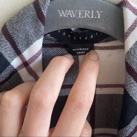 ANTHROPOLOGIE 𝅺Sanctuary Plaid Boyfriend Oversized Shirt Small - Picture 6 of 7